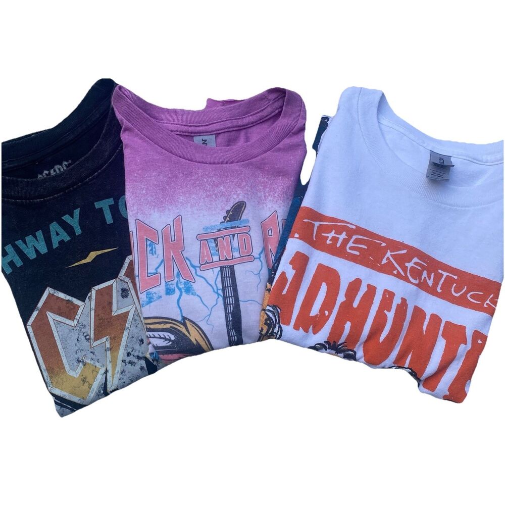 Rock and Roll Band T-Shirt Lot S AC/DC Highway To Hell Graphic Grunge Crop Y2K 3